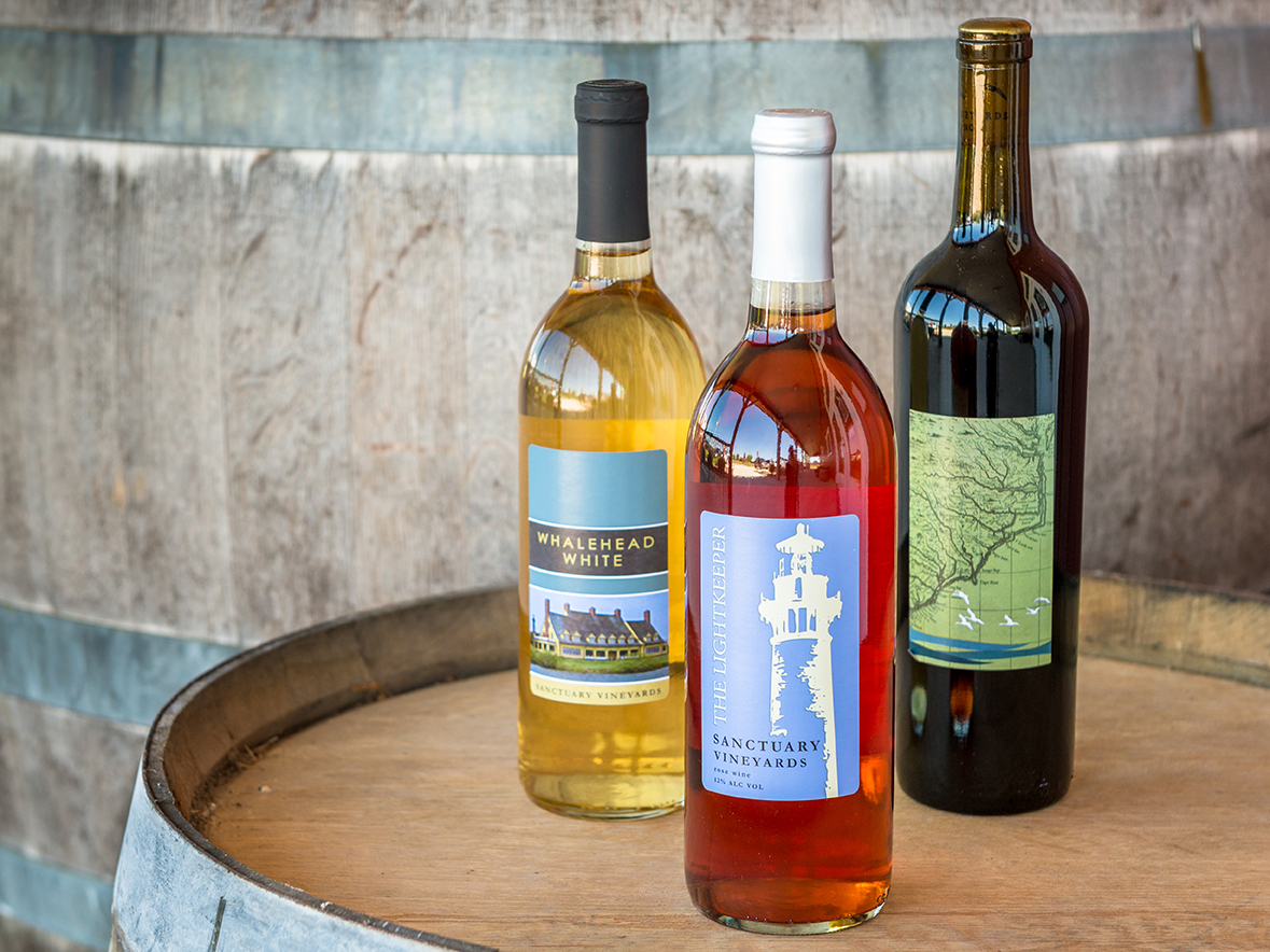 Bottles of Outer Banks Wines