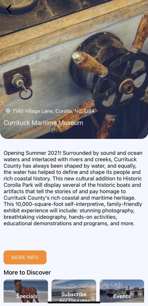 Corolla OBX App - Currituck County Department of Travel & Tourism