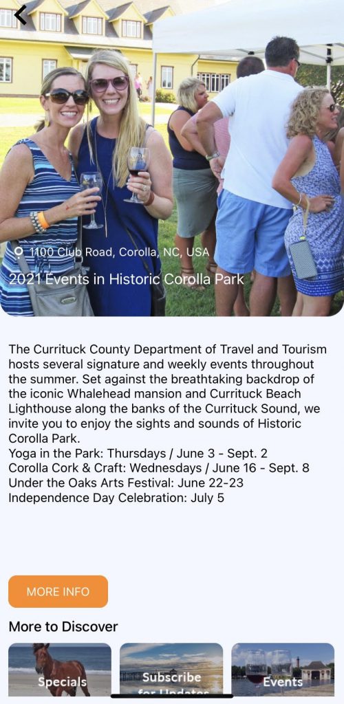 Corolla OBX App - Currituck County Department of Travel & Tourism