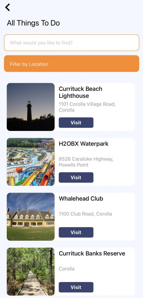 Corolla OBX App - Currituck County Department of Travel & Tourism