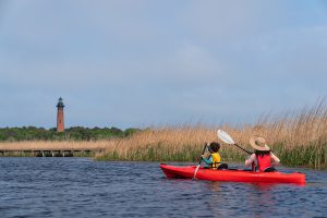 Kayaking in Corolla OBX near lighthouse